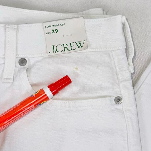 J Crew Women's Slim Wide Leg Jean Size 29 White High Waist Ankle Raw Hem - Picture 11 of 16
